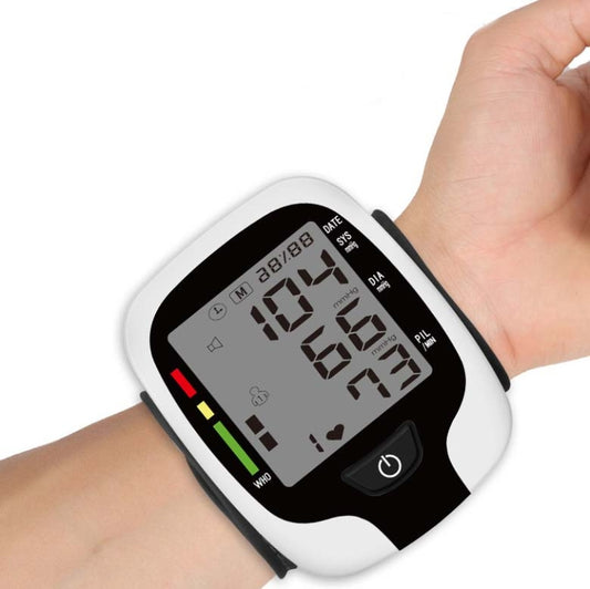 Wrist Type Electronic Blood Pressure Monitor Home Automatic Wrist Type Blood Pressure Measurement, Style: No Voice Announcement(White English) by bashfashion