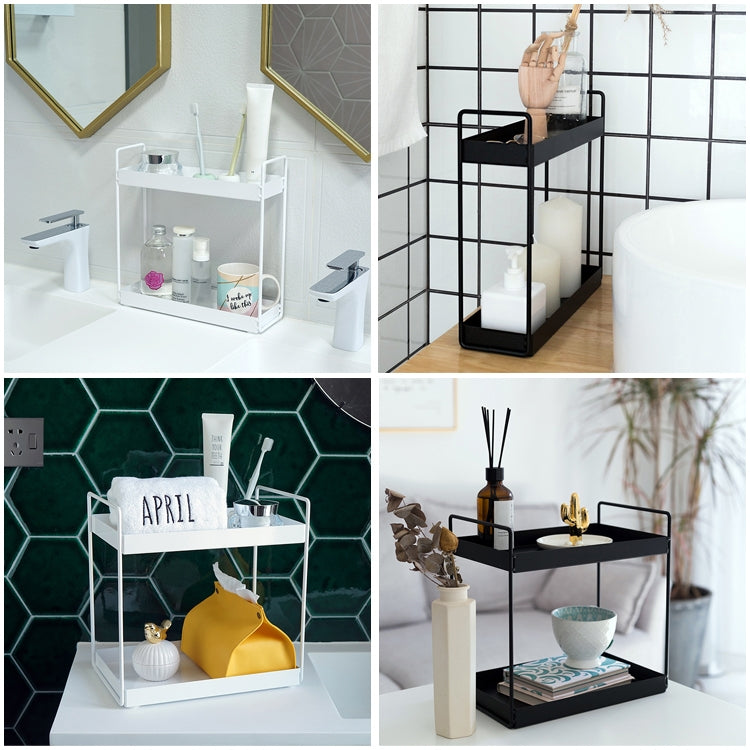 Home Storage Rack Bathroom Narrow Side Shelf, Specification: Large (Black) by bashfashion