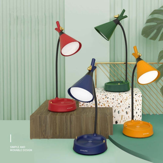 GIVELONG Forest Bird LED Touch Usb Table Lamp With Mobile Phone Holder Bedroom Bedside Night Light(GL361-1 Red) by bashfashion