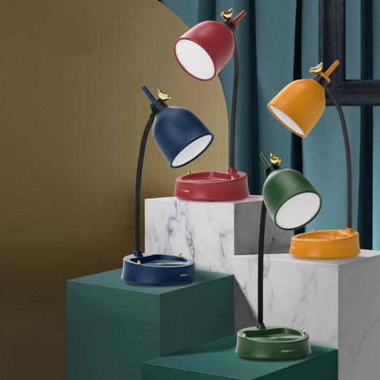 GIVELONG Forest Bird LED Touch Usb Table Lamp With Mobile Phone Holder Bedroom Bedside Night Light(GL363-3 Blue) by bashfashion