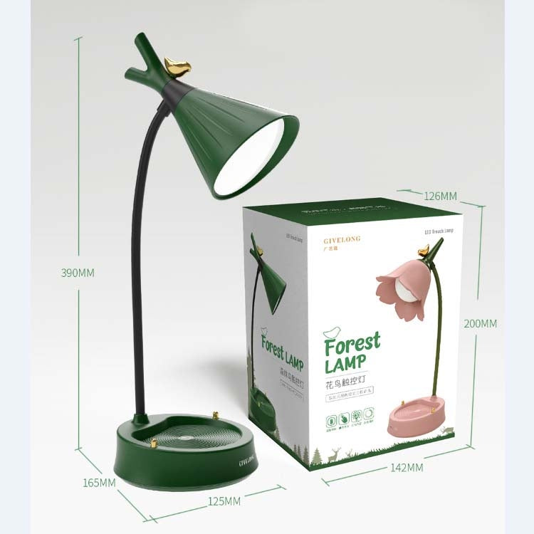 GIVELONG Forest Bird LED Touch Usb Table Lamp With Mobile Phone Holder Bedroom Bedside Night Light(GL361-3 Blue) by bashfashion