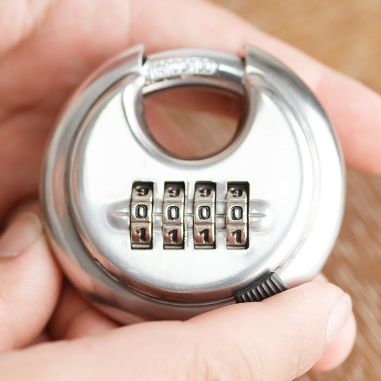 Stainless Steel Password Padlock 304 Waterproof And Rust-Proof Outdoor Courtyard Door Cabinet Lock Round Cake Lock(Silver) by bashfashion