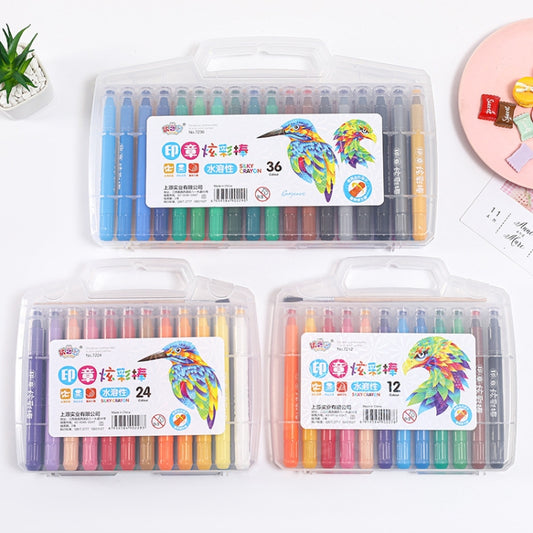 Seal Colorful Stick Water-Soluble Oil Pastel 12 Colors 24 Colors 36 Colors Portable Children Drawing Set Rotating Crayons, Specification: 36 Colors by bashfashion