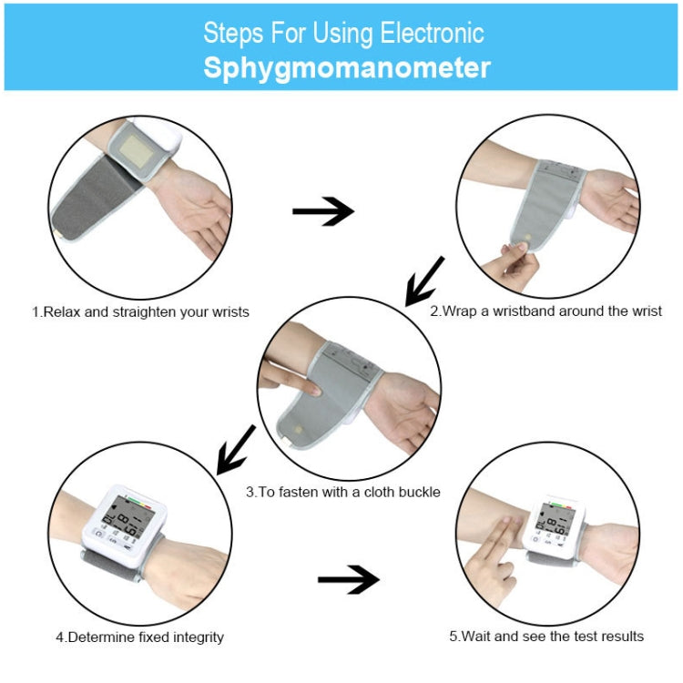 KWL-W01 Home Automatic Smart Wrist Electronic Sphygmomanometer, Style: English Without Voice(White) by bashfashion