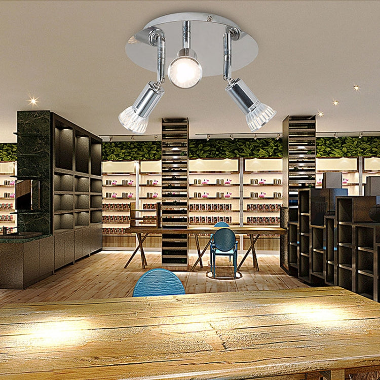 9W Round Three Head LED GU10 Ceiling Light Adjustable Mirror Front Spotlight, Emitting Color:Without Bulb(White) by bashfashion