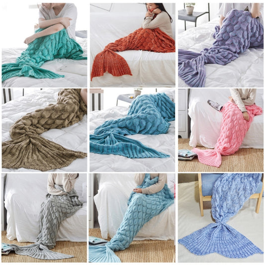 Mermaid Tail Knitted Blanket Fish Tail Blanket, Size:60x140cm(Light Purple) by bashfashion
