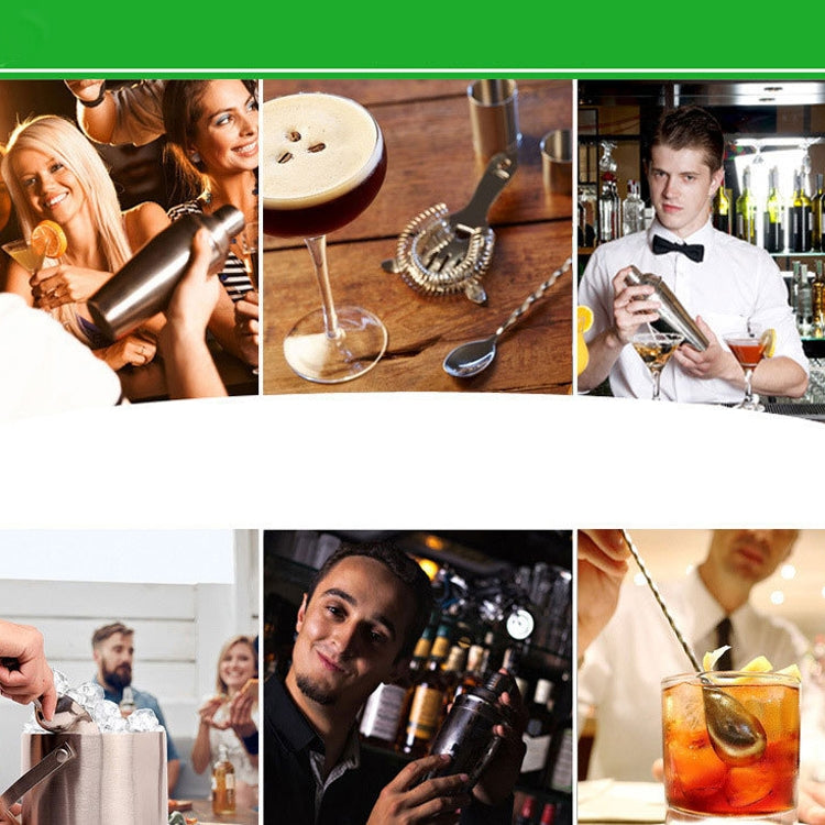 10 in 1 Stainless Steel Shaker Bamboo Stand Set Oblique Mouth Bar Cocktail Bartending Tool, Specification: 550ml by bashfashion