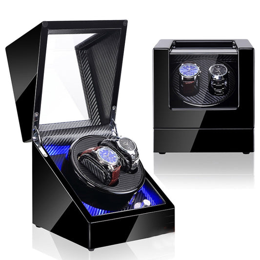 Watch Shaker Automatic Mechanical Watch Rotating Motor Winding Box, US / EU / UK Plug(Black Carbon Fiber Texture) by bashfashion