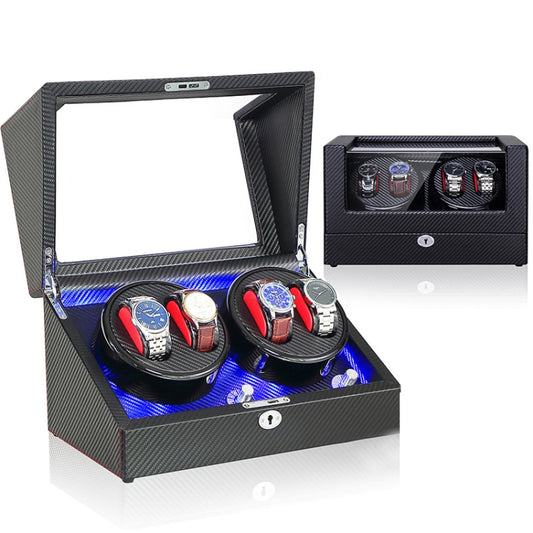 Electric Motor Rotating Watch Box Automatic Mechanical Watch Shaker, US / EU / UK Plug(Pure Carbon Fiber) by bashfashion