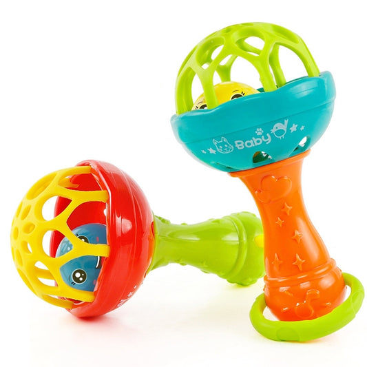 Baby Rattles Toy Intelligence Grasping Gums Plastic Hand Bell Rattle Funny Educational Toy,Color Random Delivery by bashfashion