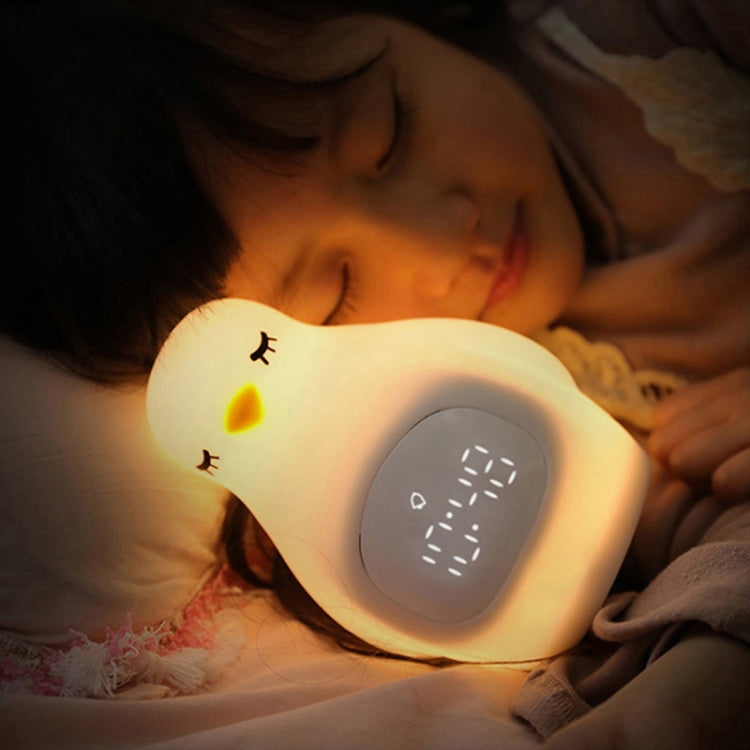 Creative Multifunctional Penguin Silicone Cute Beans Wake Children Sleeping LED Electronic Alarm Clock(Yellow Light) by bashfashion