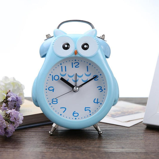 2 PCS Children Creative Cartoon Owl Super Ring Metal Bell Student Alarm Clock(Blue) by bashfashion