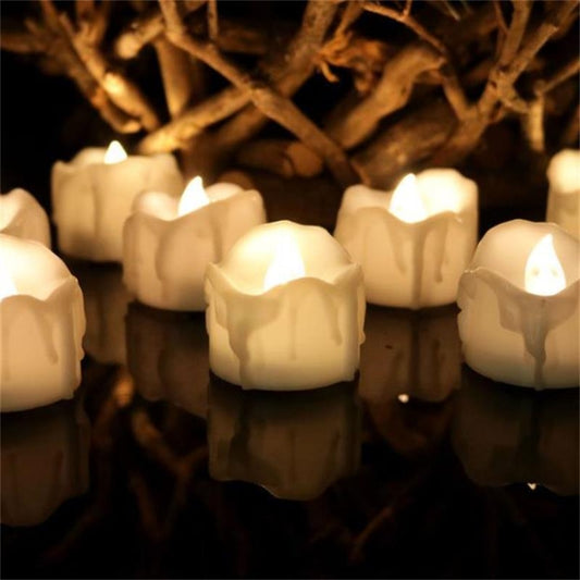 12 PCS/Box LED Candle Electronic Tea Wax Simulation Tears Electronic Candle Light Wedding Decoration Candle Light(Warm White) by bashfashion