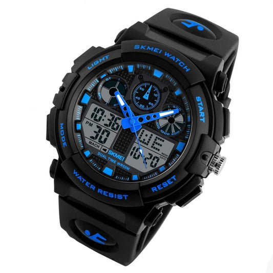 SKMEI 1270 Men Waterproof Dual Display Digital Watch Outdoor Sports Watch(Blue) by SKMEI