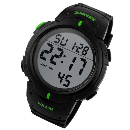 SKMEI 1068 Men Waterproof Outdoor Sports Digital Watch Student Fashion Watch(Green) by SKMEI