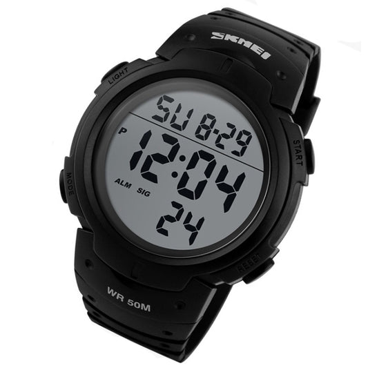 SKMEI 1068 Men Waterproof Outdoor Sports Digital Watch Student Fashion Watch(Black) by SKMEI