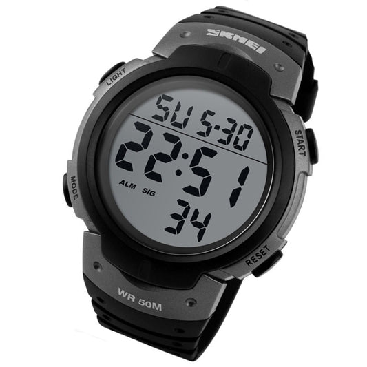 SKMEI 1068 Men Waterproof Outdoor Sports Digital Watch Student Fashion Watch(Titanium) by SKMEI