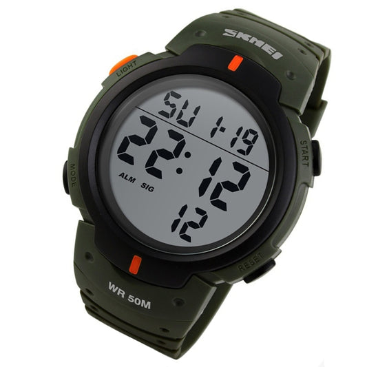 SKMEI 1068 Men Waterproof Outdoor Sports Digital Watch Student Fashion Watch(ArmyGreen) by SKMEI