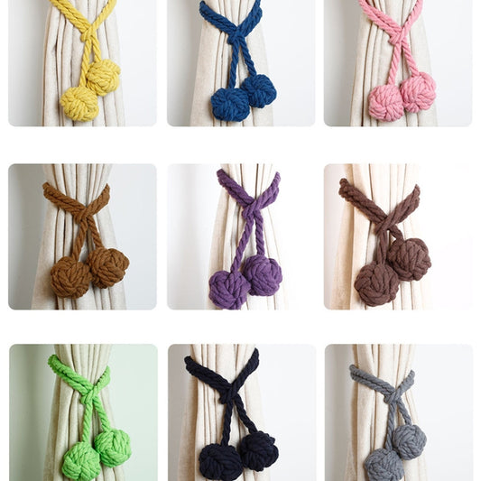 CK12 4 PCS Curtain Buckle Free Installation Cotton Roll Hanging Ball Curtain Strap(Beige) by bashfashion