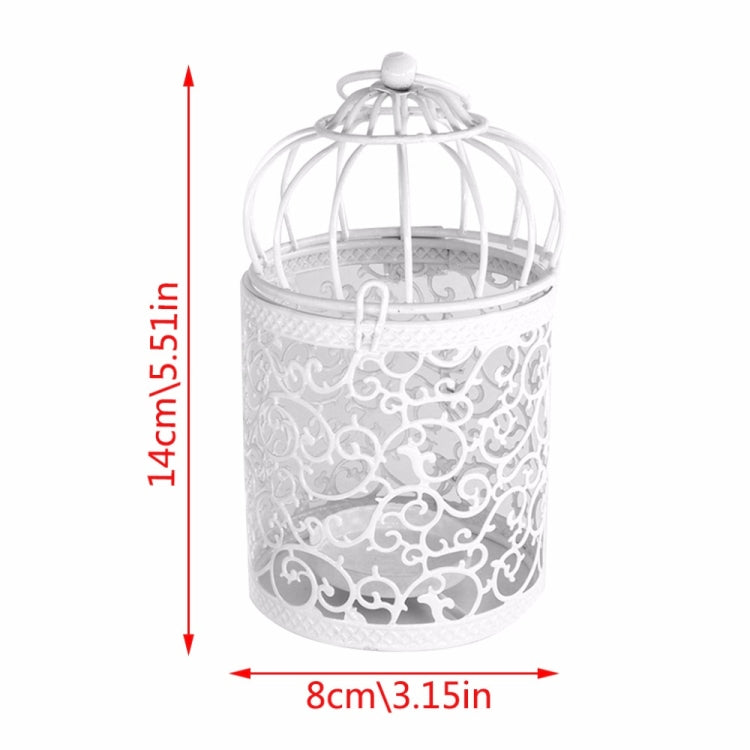 Antique Creative Bird Cage Candlestick Wrought Iron Ornaments Hollow Flower Pattern Home Decoration Crafts(A) by bashfashion