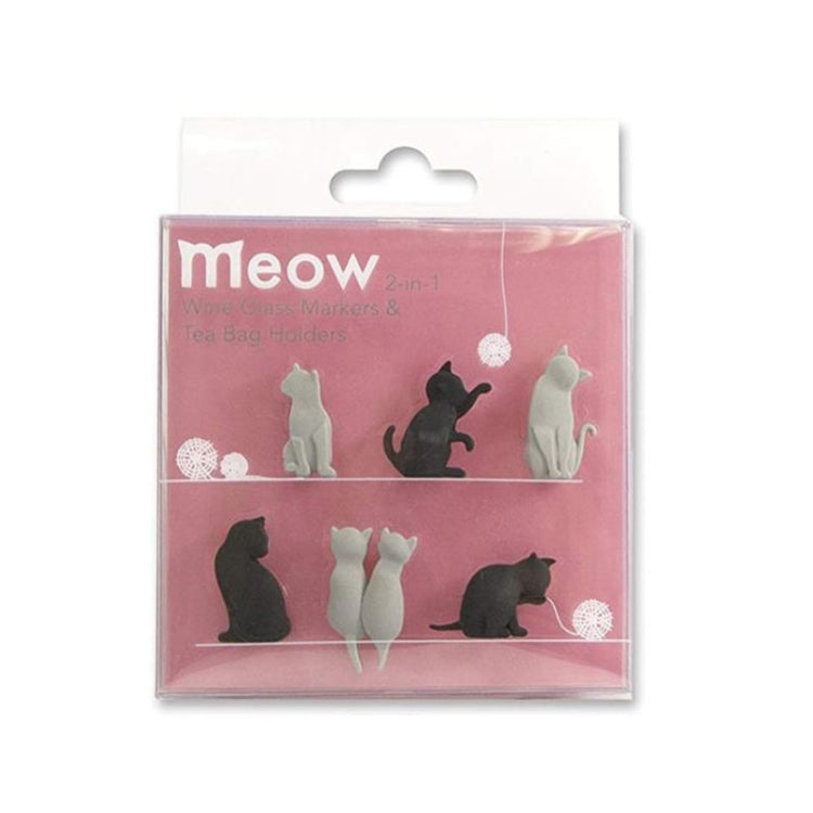 6pcs / Set Cat Drinks Wine Glass Marker Recognizer Tea Bag Hanging by bashfashion