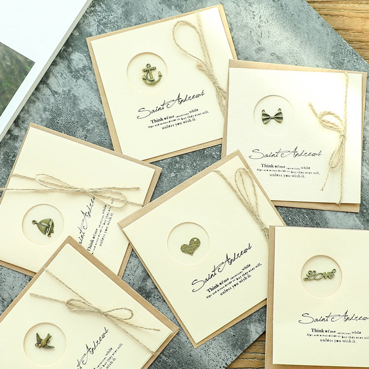 10pcs Vintage Metal Gift Greeting Card Cowhide Envelope Holiday Card(04 Love) by bashfashion