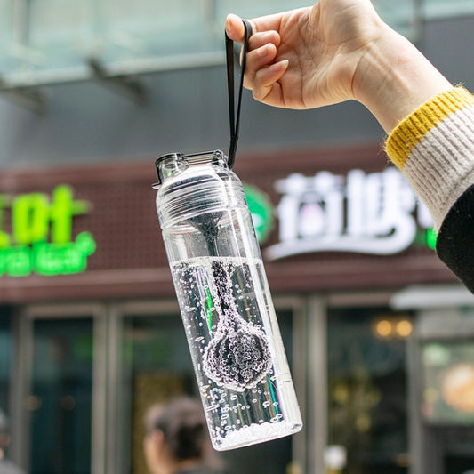 Cartoon Cat Pattern Tea Water Separation Plastic Cup With Spoon(Black) by bashfashion