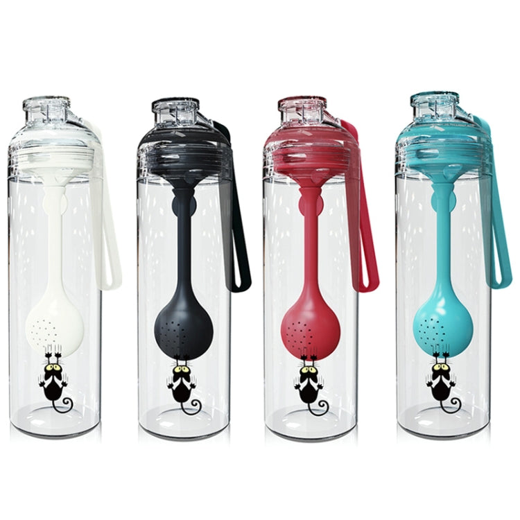 Cartoon Cat Pattern Tea Water Separation Plastic Cup With Spoon(Red) by bashfashion