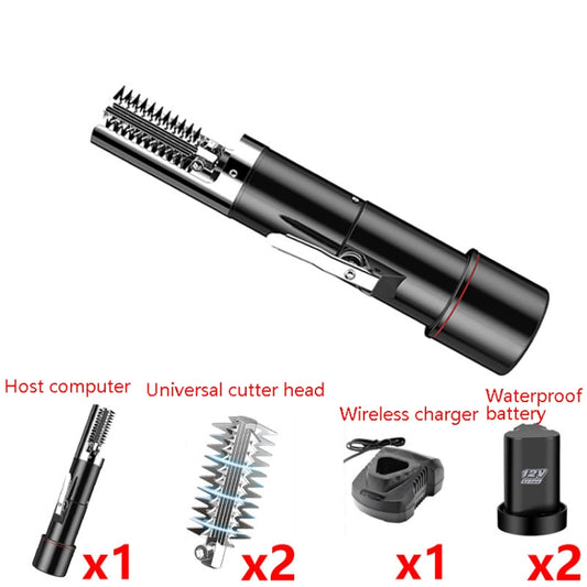 Electric Fish Scale Scraper Household Automatic Wireless Scraping Tool CN Plug Black Dual Battery+Cutter Head by bashfashion