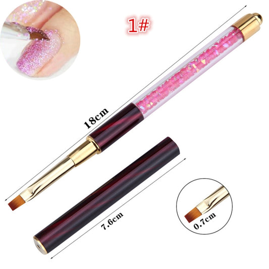 Cat Eye Pen Barrel Painted Pen With Diamond Light Therapy Nail Tool Light Therapy Pen(1# Red Stripes (Flat Head)) by bashfashion