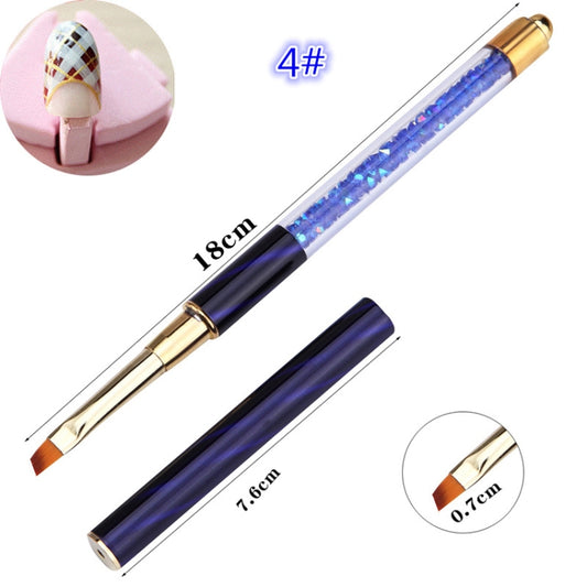 Cat Eye Pen Barrel Painted Pen With Diamond Light Therapy Nail Tool Light Therapy Pen(4# Dark Blue Stripes (Oblique Head)) by bashfashion