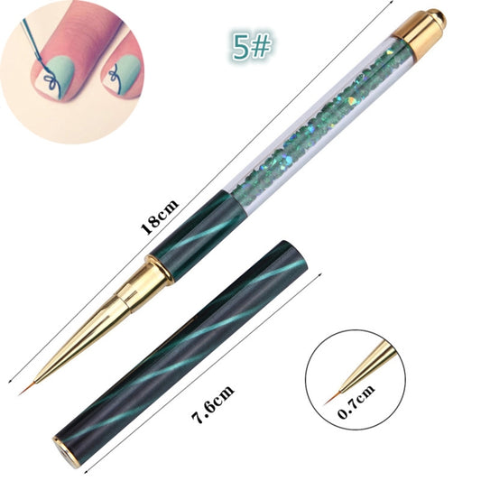 Cat Eye Pen Barrel Painted Pen With Diamond Light Therapy Nail Tool Light Therapy Pen(5# Dark Green Stripes (Short Cable)) by bashfashion