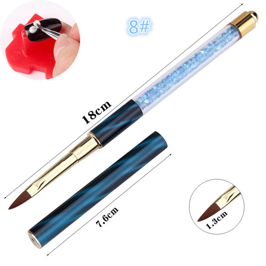 Cat Eye Pen Barrel Painted Pen With Diamond Light Therapy Nail Tool Light Therapy Pen(8# Sky Blue Stripes (Crystal)) by bashfashion
