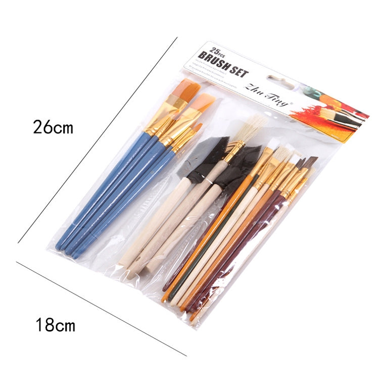 ZHU TING 25 PCS / Set Multifunctional Oil Paint Brush Gouache Watercolor Acrylic Paint Brush Student Painting Supplies by ZHU TING