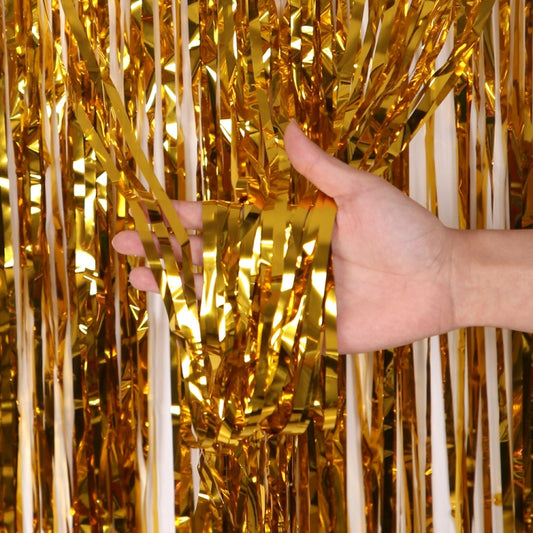 5 PCS 1 x 2m Light Rain Silk Curtain Holiday Party Decoration Photo Background Wall Decoration(Golden) by bashfashion