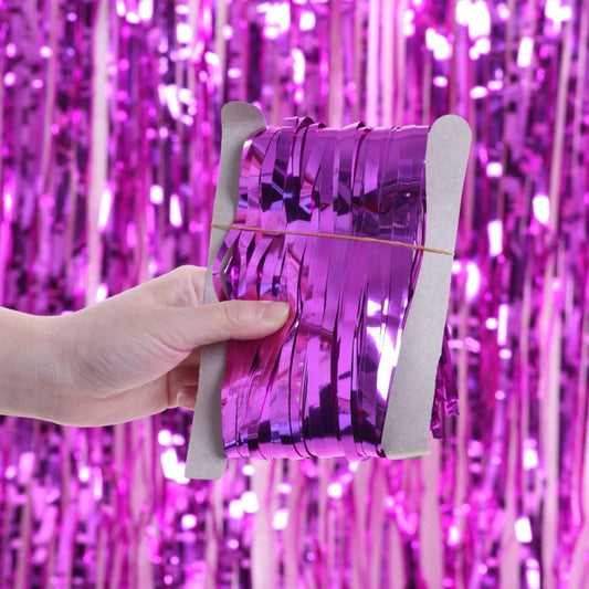 5 PCS 1 x 2m Light Rain Silk Curtain Holiday Party Decoration Photo Background Wall Decoration(Rose Red) by bashfashion