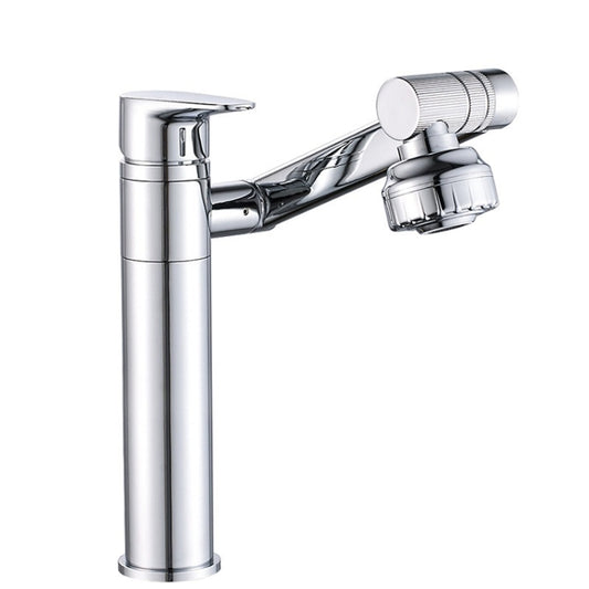 Universal Swivel Faucet Bathroom Hot & Cold Dual-Out Mode Faucet, Specification: High HT-805065-1 by bashfashion