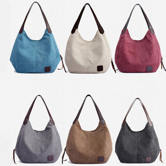 Canvas Bag Simple Wild Lady Retro Art Casual Bag Single Shoulder Bag( Gray) by bashfashion