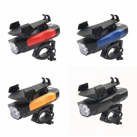 500LM Bicycle Light Mobile Phone Holder Multi-Function Riding Front Light With Horn 2400 mAh (Black Red) by bashfashion