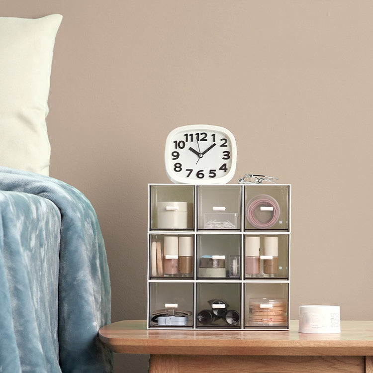 Desktop Drawer Storage Box Cosmetics Office Student Stationery Pen Dormitory Three Grid Desk Rack(Ivory White) by bashfashion