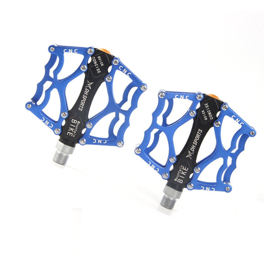 Bicycle Pedal Mountain Bike Aluminum Alloy Palin Pedal Non-Slip Bearing Pedal(901 Blue) by bashfashion
