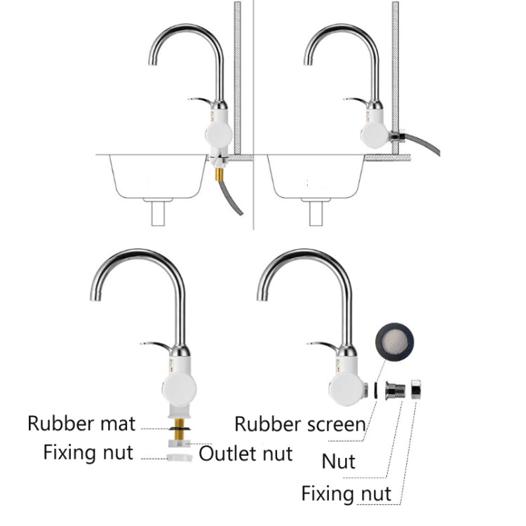 Kitchen Instant Electric Hot Water Faucet Hot & Cold Water Heater CN Plug Specification: Digital Leakage Protection Side Water Inlet by bashfashion