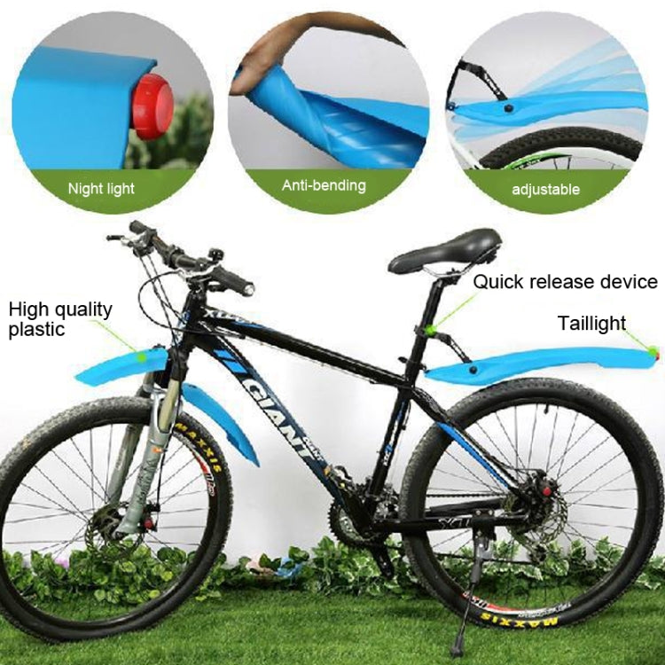 Bicycle Fender With LED Taillights Mountain Bike Fender Quick Release 26 Inch Riding Accessories(White) by bashfashion