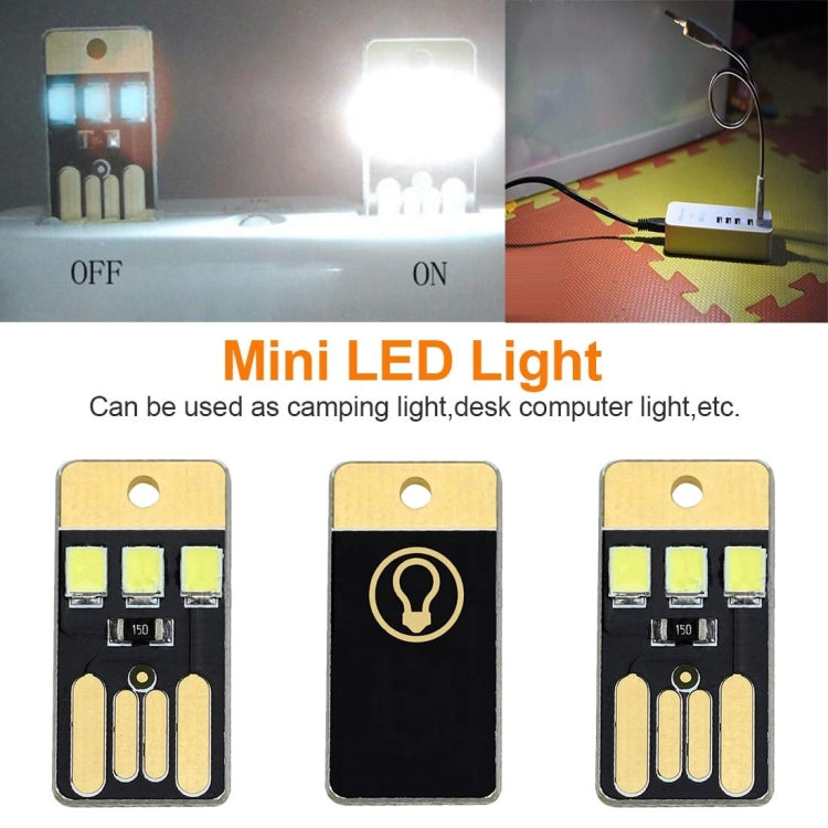 10 PCS Mini Pocket Card USB Power Keychain LED Night Light(White) by bashfashion