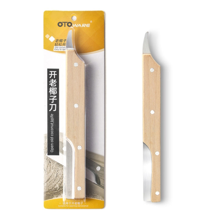 Multifunctional Stainless Steel Coconut Shell Opener With Wooden Handle Coconut Meat Knife Kitchen Gadgets, Specification: Knock Coconut Knife by bashfashion