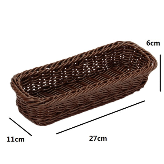 Rattan Woven Basket Cutlery & Fork Storage Basket(Dark Brown) by bashfashion