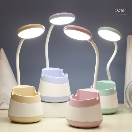 USB Charging LED Desk Light Eye Protection Lamp with Pen Holder and Phone Holder(CS276-1 Pink) by bashfashion