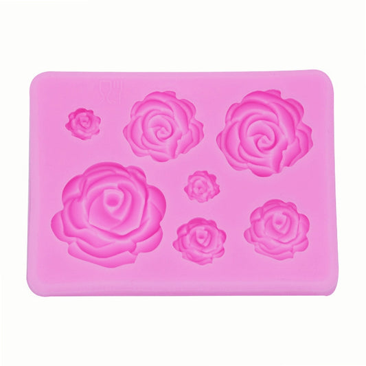 2 PCS DIY Handmade Soap Chocolate Fondant Baking Mold 3D Rose Flower Cake Decoration Silicone Mold(Pink) by bashfashion