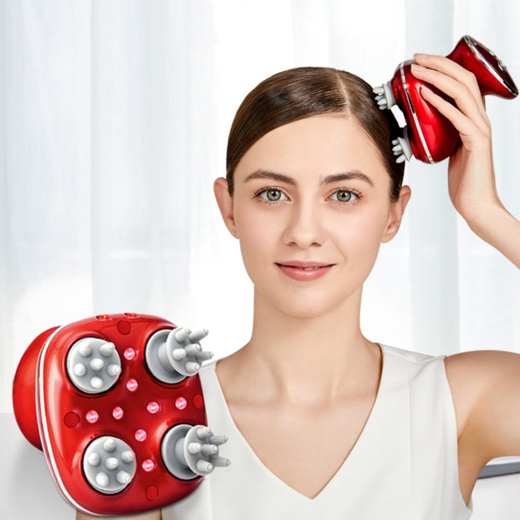 Head Scalp Massager Electric Beauty Instrument Multifunctional Kneading Vibration Physiotherapy Instrument(Red) by bashfashion