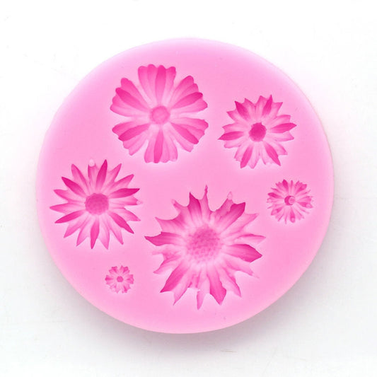 2 PCS 3D Flower Silicone Molds Fondant Craft Cake Candy Chocolate Ice Pastry Baking Tool(Pink) by bashfashion
